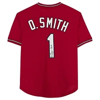 Maillot authentique rouge autographié Mitchell & Ness des Cardinals de St. Louis par Ozzie Smith