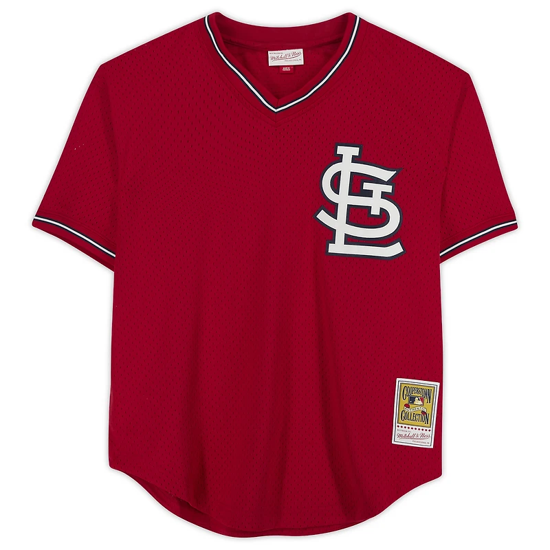 Maillot authentique rouge autographié Mitchell & Ness des Cardinals de St. Louis par Ozzie Smith