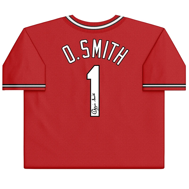 Maillot authentique rouge autographié Mitchell & Ness des Cardinals de St. Louis par Ozzie Smith