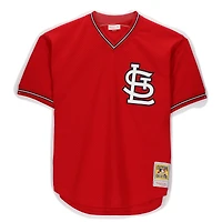 Maillot d'entraînement au bâton dédicacé par Ozzie Smith des Cardinals de St. Louis par Scarlett Mitchell et Ness avec l'inscription « HOF 2002 »