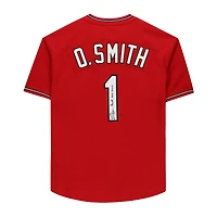 Ozzie Smith St. Louis Cardinals Autographed Scarlett Mitchell & Ness Batting Practice Jersey with "HOF 2002" Inscription