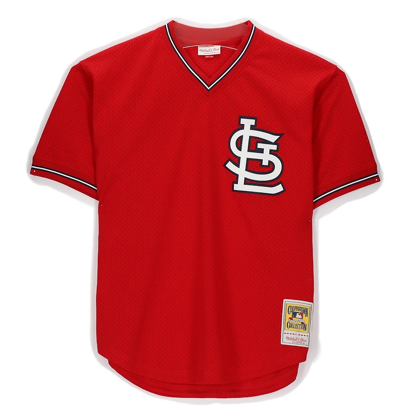 Maillot d'entraînement Scarlett Mitchell & Ness autographié par Ozzie Smith des Cardinals de Saint-Louis, avec inscription « Le Magicien ».