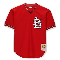 Maillot d'entraînement Scarlett Mitchell & Ness autographié par Ozzie Smith des Cardinals de Saint-Louis, avec inscription « Le Magicien ».