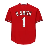 Ozzie Smith St. Louis Cardinals Autographed Scarlett Mitchell & Ness Batting Practice Jersey with "The Wizard" Inscription