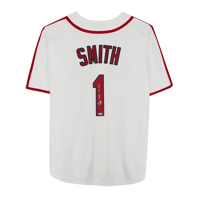 Ozzie Smith St. Louis Cardinals Autographed White Nike Cooperstown Collection Replica Jersey with "HOF 2002" Inscription