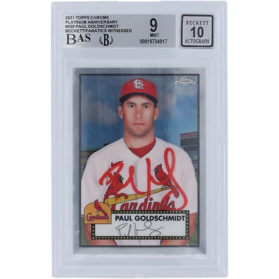 Paul Goldschmidt St. Louis Cardinals Autographed 2021 Topps Chrome #209 Beckett Fanatics Witnessed Authenticated 9/10 Card