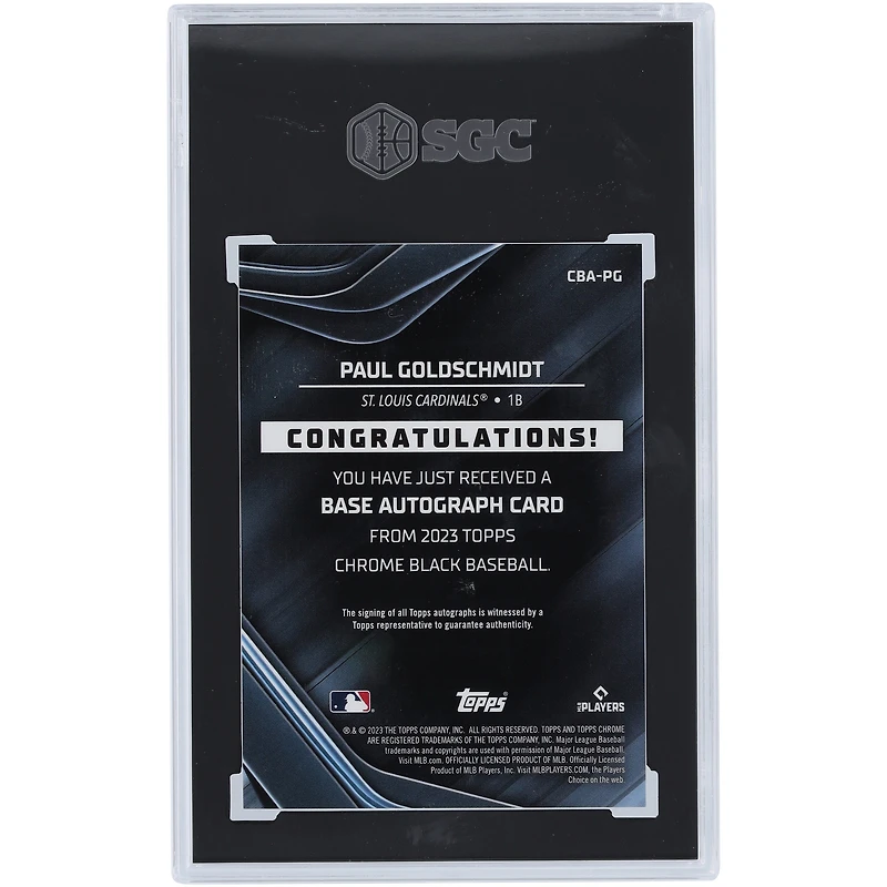 Paul Goldschmidt St. Louis Cardinals Autographed 2023 Topps Chrome Black Gold Refractor #CBA-PG #33/50 SGC Authenticated 10/10 Card