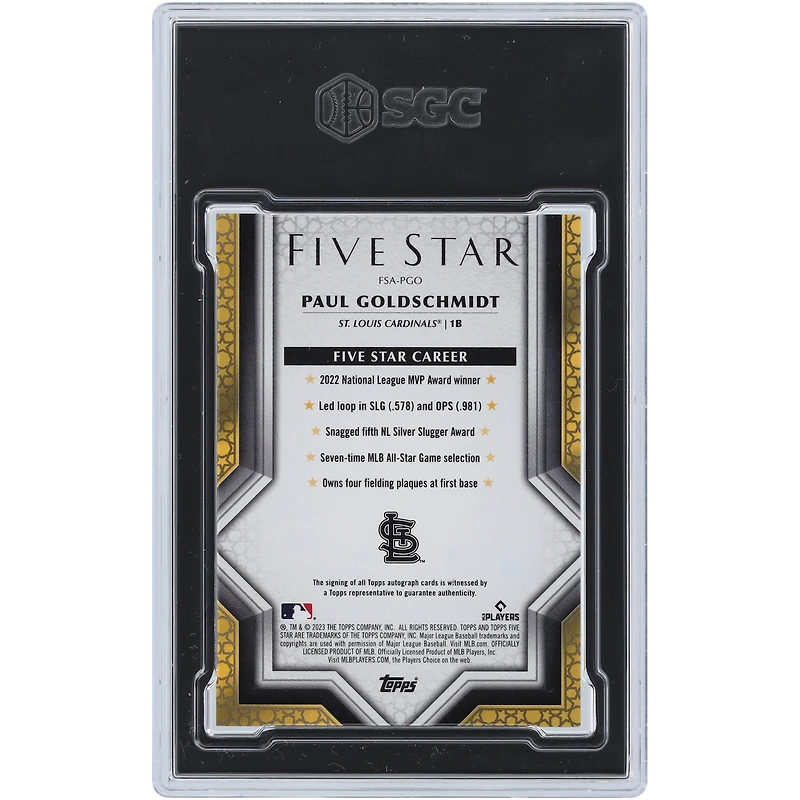Paul Goldschmidt St. Louis Cardinals Autographed 2023 Topps Five Star #FSA-PGO SGC Authenticated 9 Card