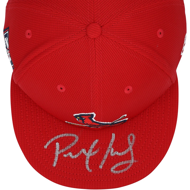 Casquette New Era rouge autographiée par Paul Goldschmidt des Cardinals de Saint-Louis pour l'entraînement de printemps 2024