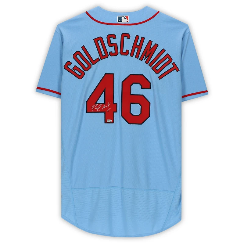 Maillot authentique Nike bleu poudré autographié par Paul Goldschmidt des Cardinals de Saint-Louis