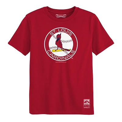 T-shirt Mitchell & Ness rouge à logo rétro des Cardinals de Saint-Louis pour enfants d'âge préscolaire