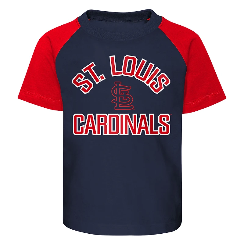 Preschool St. Louis Cardinals Navy/Heather Gray Groundout Baller Raglan T-Shirt & Shorts Set