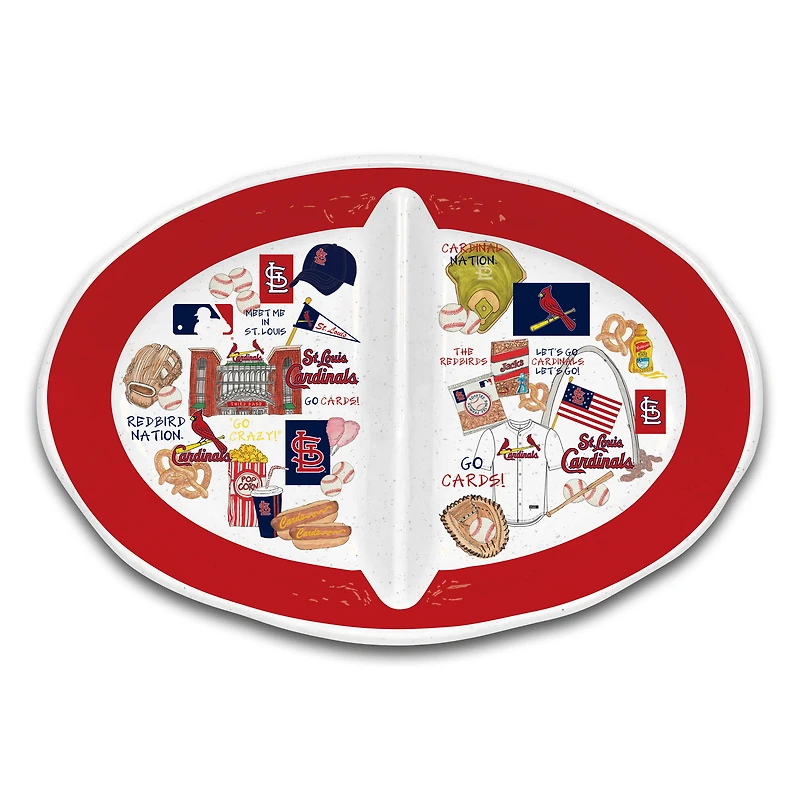 Plat de service à deux compartiments en mélamine épaisse des Cardinals de St. Louis