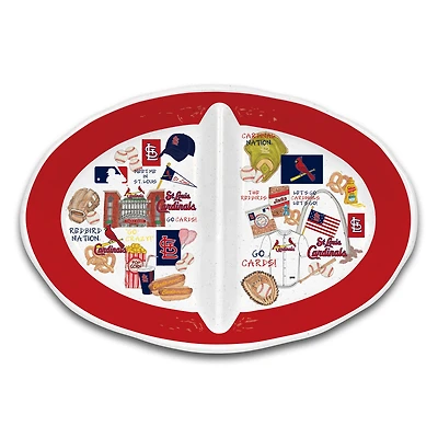 Plat de service à deux compartiments en mélamine épaisse des Cardinals de St. Louis