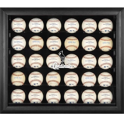 Vitrine à 30 boules de baseball avec logo des Cardinals de Saint-Louis et cadre noir
