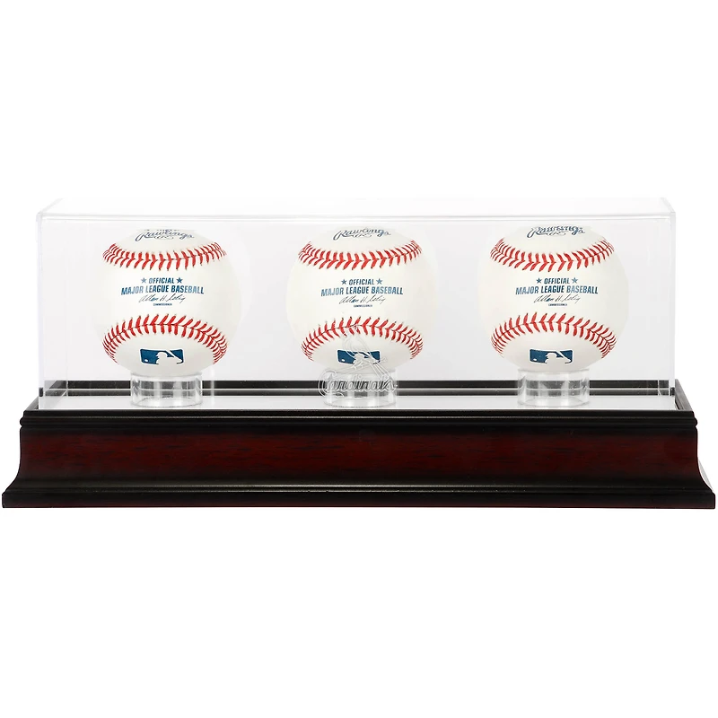 Vitrine en acajou pour 3 balles de baseball des Cardinals de Saint-Louis