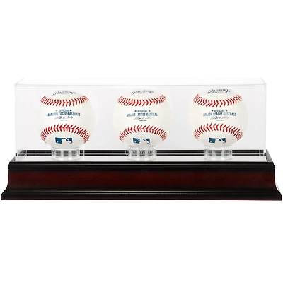 Vitrine en acajou pour 3 balles de baseball des Cardinals de Saint-Louis