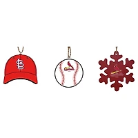 The Memory Company St. Louis Cardinals Lot de trois casquettes, baseball et ornements en forme de flocon de neige