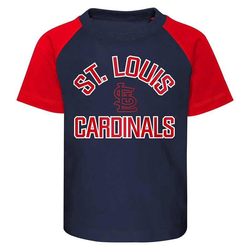 Toddler Navy/Heather Gray St. Louis Cardinals Two-Piece Groundout Baller Raglan T-Shirt & Shorts Set