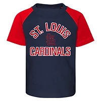 Toddler Navy/Heather Gray St. Louis Cardinals Two-Piece Groundout Baller Raglan T-Shirt & Shorts Set