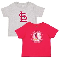 Ensemble de deux t-shirts pour tout-petits, doux comme un raisin, rouge/gris chiné, collection Cooperstown, Cardinals Saint-Louis