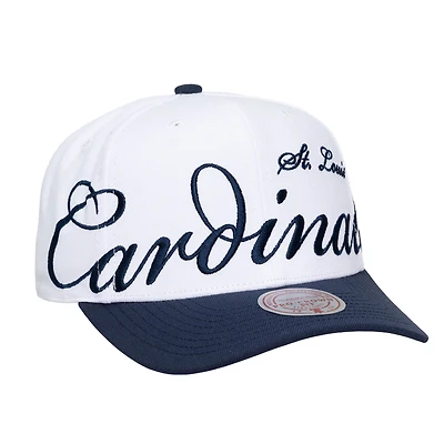 Unisex Mitchell & Ness White/Navy St. Louis Cardinals XL Script Pro Crown Adjustable Hat