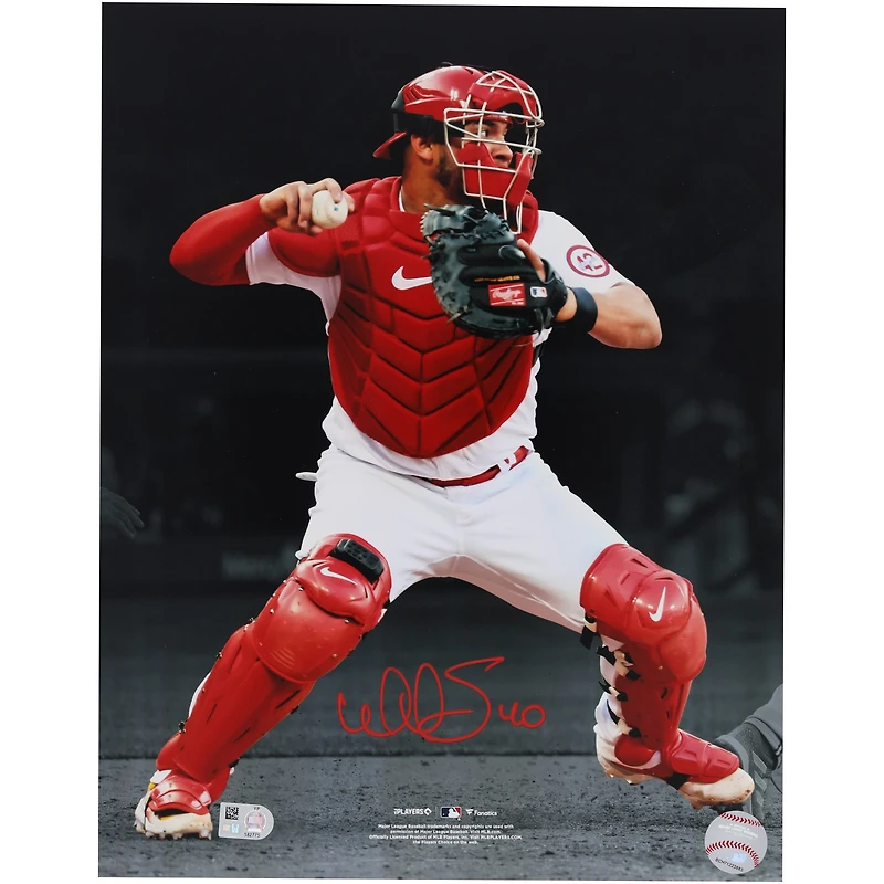 Photographie horizontale autographiée de 11"x 14" de Willson Contreras des Cardinals de St. Louis