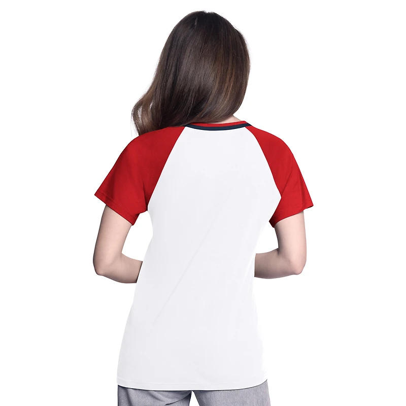 Women's G-III 4Her by Carl Banks White/Red St. Louis Cardinals Ball Park Raglan V-Neck T-Shirt