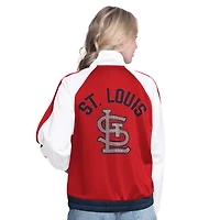 Women's G-III Sports by Carl Banks  White/Red St. Louis Cardinals Rally Rhinestone Raglan Full-Zip Track Jacket