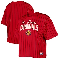 Women's New Era  Red St. Louis Cardinals City Connect Multiplier Pinstripe Cropped T-Shirt