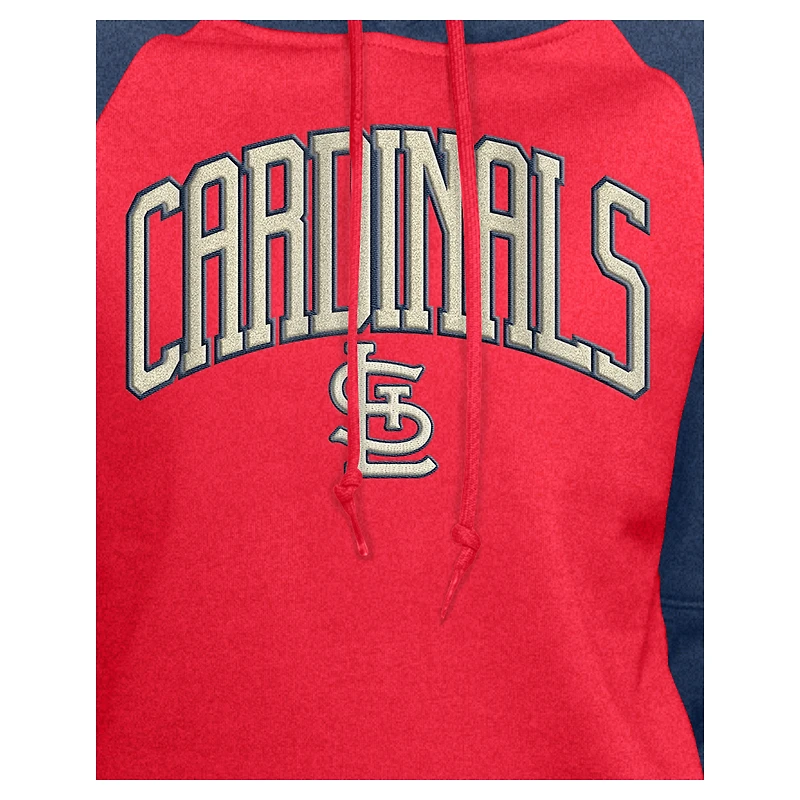 Women's New Era  Red St. Louis Cardinals Cooperstown Collection Cropped Raglan Pullover Hoodie