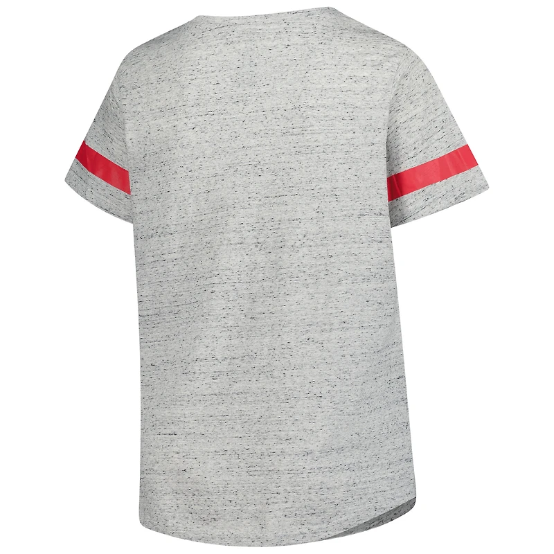 Women's Profile Heather Gray St. Louis Cardinals Raglan Lace-Up Fleck T-Shirt