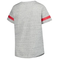 Women's Profile  Heather Gray St. Louis Cardinals Raglan Lace-Up Fleck T-Shirt