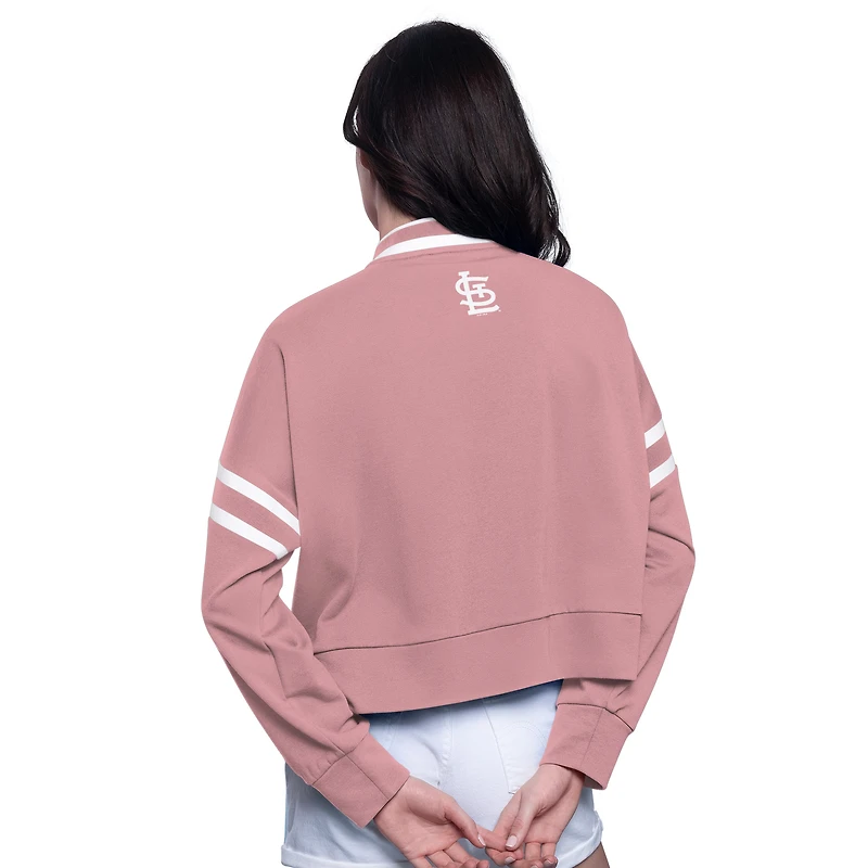 Women's Starter  Pink St. Louis Cardinals Power Play Cropped Pullover Sweatshirt