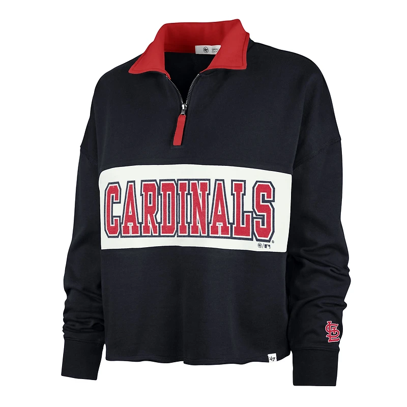 Women's '47 Navy St. Louis Cardinals Remi Quarter-Zip Cropped Top