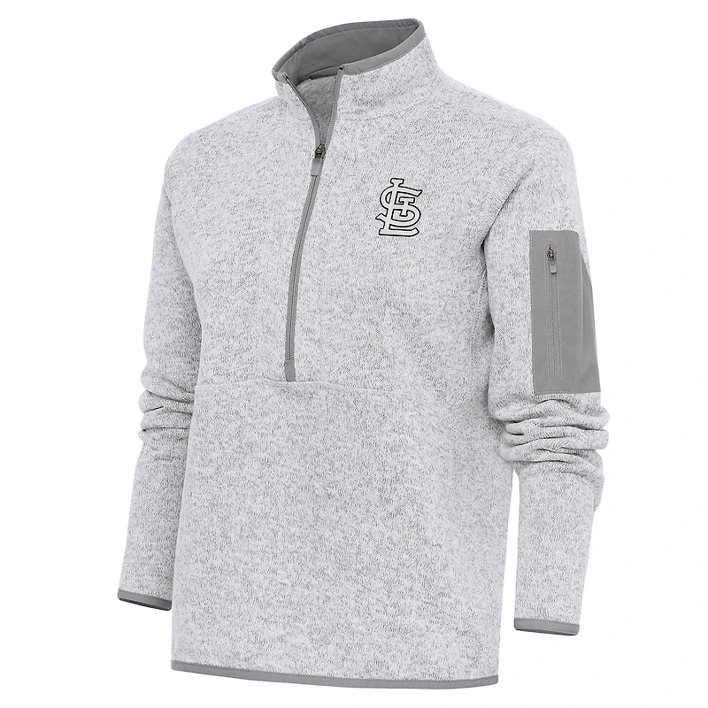 Veste à enfiler demi-zip en tissu métallisé brossé Fortune pour femme, gris chiné, des Cardinals de St. Louis