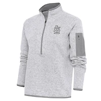 Veste à enfiler demi-zip en tissu métallisé brossé Fortune pour femme, gris chiné, des Cardinals de St. Louis