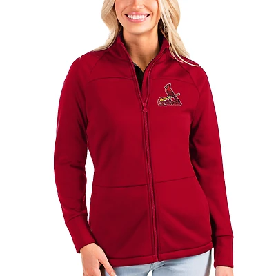 Veste de golf zippée intégrale Antigua rouge St. Louis Cardinals Links pour femme