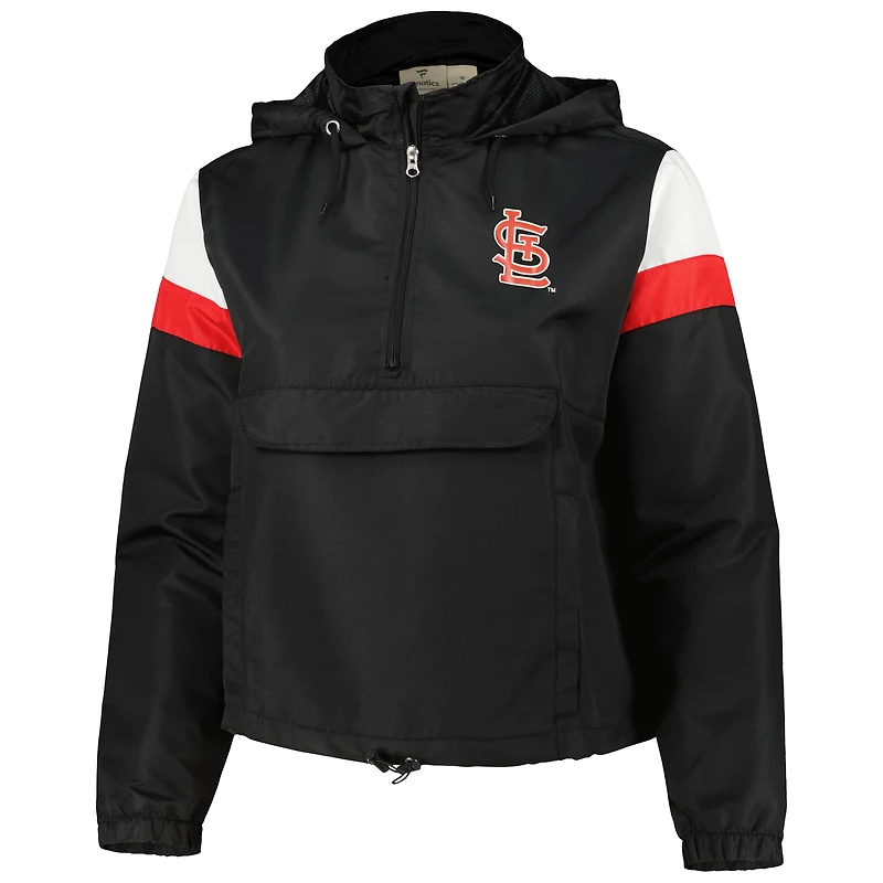 Women's Black St. Louis Cardinals Plus Anorak Quarter-Zip Hoodie Jacket