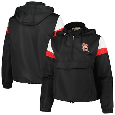 Women's Black St. Louis Cardinals Plus Anorak Quarter-Zip Hoodie Jacket