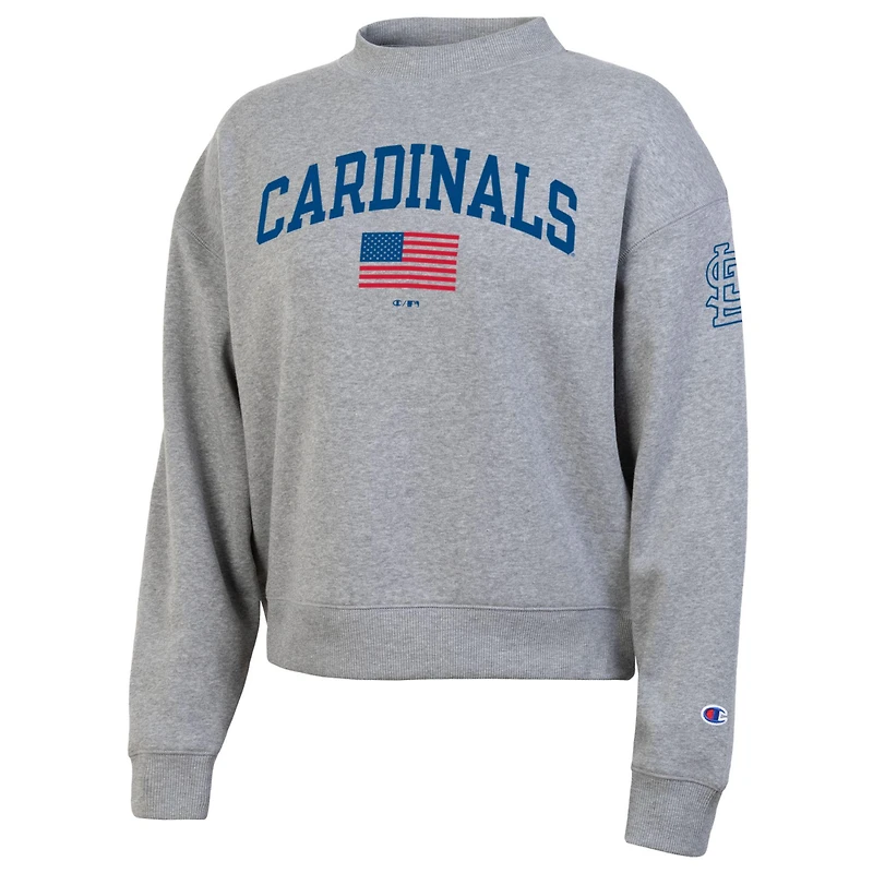 Women's Champion  Heather Gray St. Louis Cardinals Americana Triumph Fleece Tri-Blend Sweatshirt