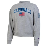 Women's Champion  Heather Gray St. Louis Cardinals Americana Triumph Fleece Tri-Blend Sweatshirt