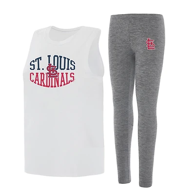 Women's Concepts Sport Charcoal/White St. Louis Cardinals Contend Tank & Leggings Set