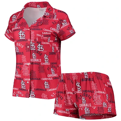Ensemble de nuit pour femme Concepts Sport Red St. Louis Cardinals Flagship Allover Print Top & Shorts