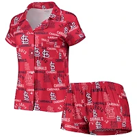 Ensemble de nuit pour femme Concepts Sport Red St. Louis Cardinals Flagship Allover Print Top & Shorts