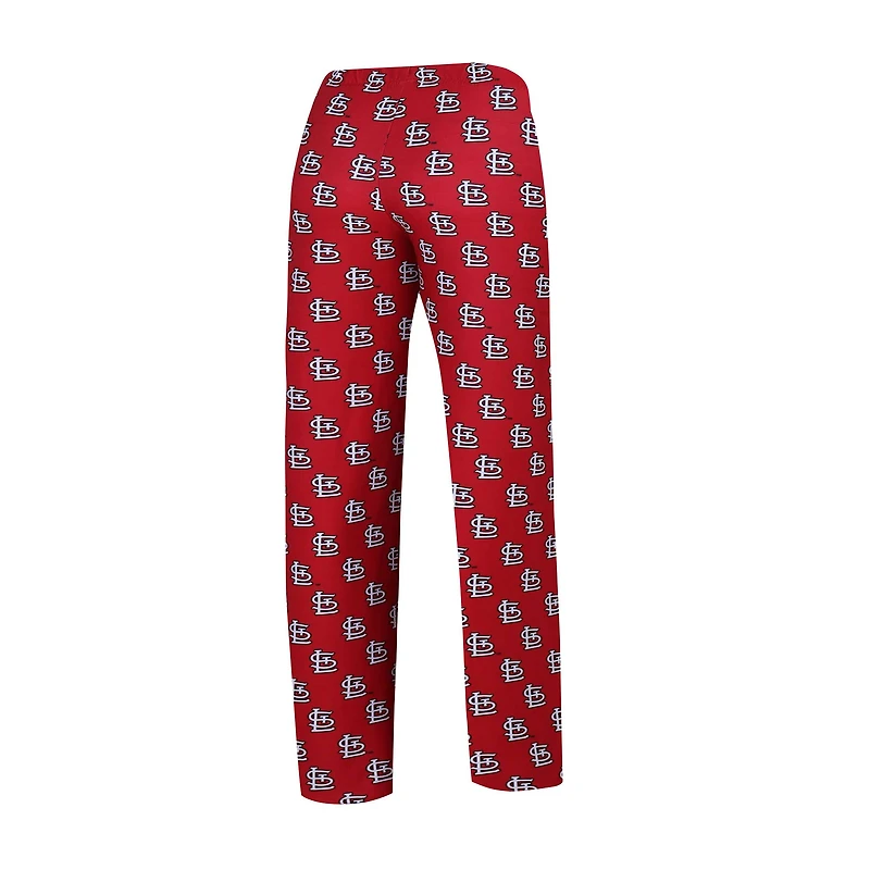 Ensemble de nuit Concepts Sport blanc/rouge St. Louis Cardinals pour femmes, t-shirt à manches longues et pantalon jauge