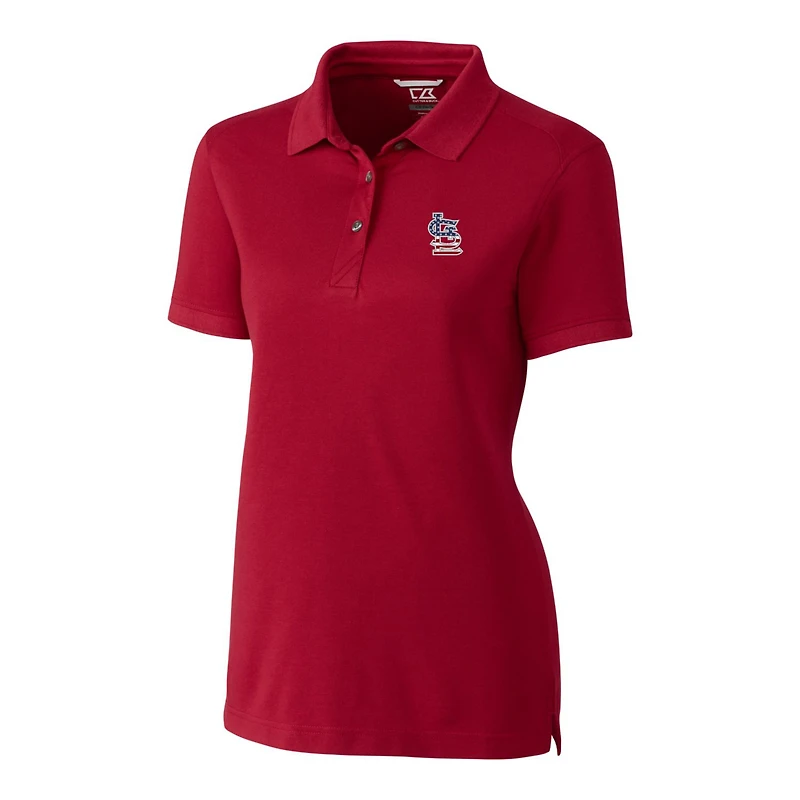 Women's Cutter & Buck Cardinal St. Louis Cardinals Americana Logo Advantage DryTec Tri-Blend Pique Polo