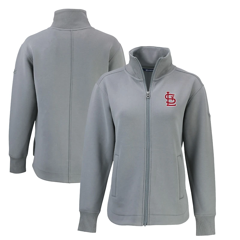 Women's Cutter & Buck Gray St. Louis Cardinals Cooperstown Collection Roam Eco Recycled Full-Zip Jacket