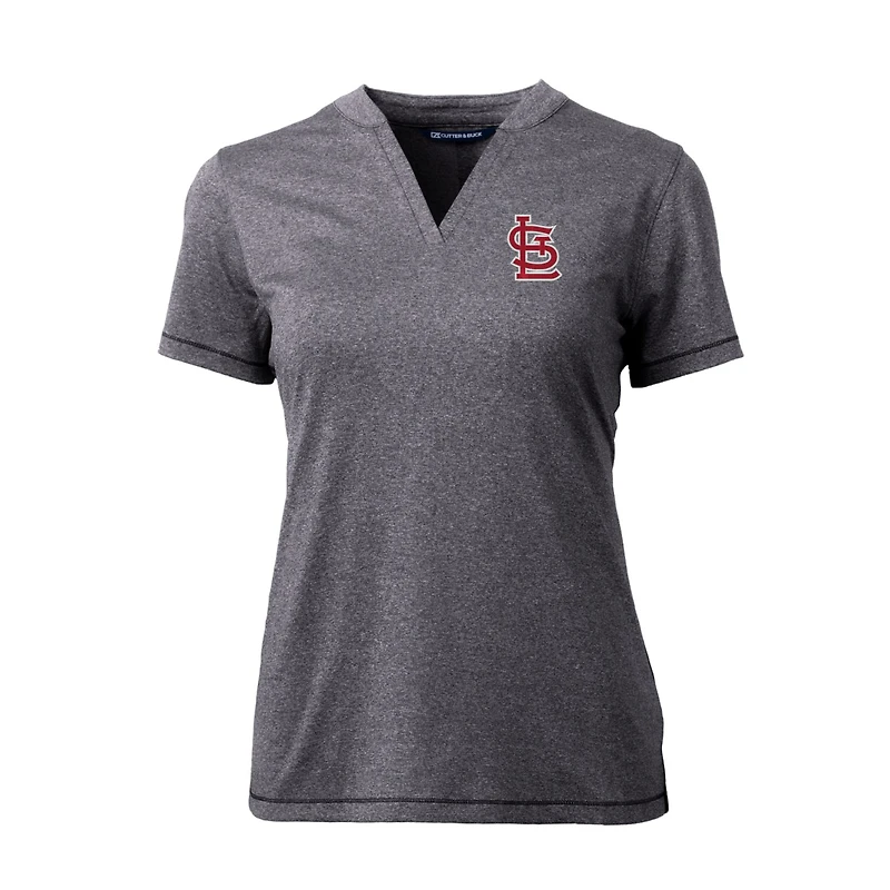 Haut à col en V extensible DryTec Forge pour femme Cutter & Buck Heather Charcoal des Cardinals de Saint-Louis