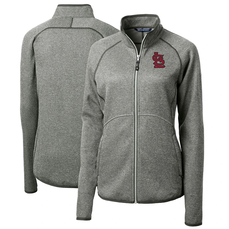 Veste pull-over zippée en tricot gris chiné pour femme Cutter & Buck des Cardinals de Saint-Louis
